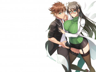 Картинка аниме shinmai+maou+no+testament двое девушка парень