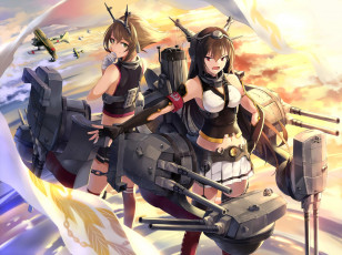Картинка аниме kantai+collection взгляд девушки фон