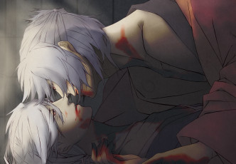 Картинка аниме hakuouki кровь парни