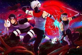Картинка аниме naruto art by agentwhitehawk itachi uchiha kakashi hatake yamato tenzou anbu