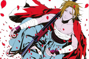 Картинка аниме hakuouki лепестки парень