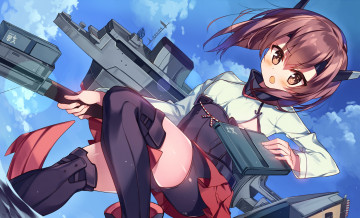 Картинка аниме kantai+collection взгляд девушка фон