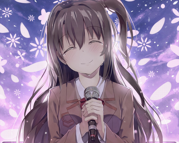 Обои картинки фото аниме, idolm@ster, фон, взгляд, девушка