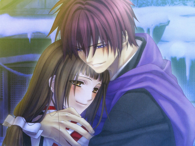 Обои картинки фото аниме, hiiro no kakera, объятия