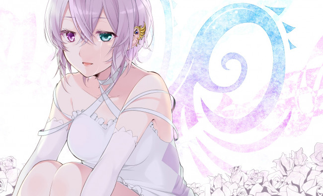 Обои картинки фото аниме, unknown,  другое, девушка, взгляд, фон