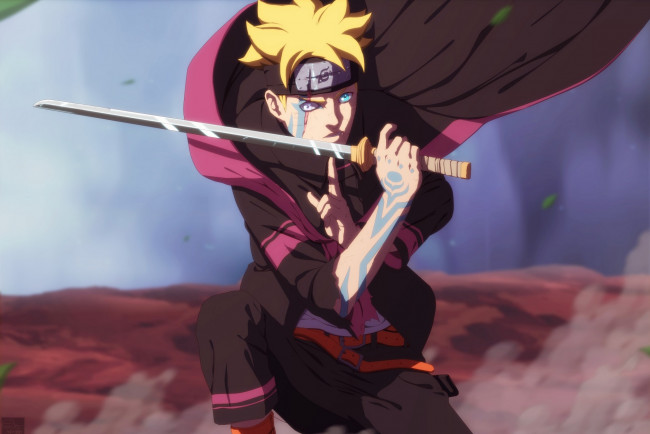 Обои картинки фото аниме, naruto, боруто, меч, техника