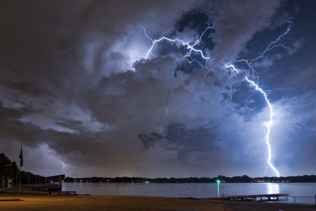 Обои картинки фото природа, молния,  гроза, ночь, небо