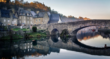 Картинка франция города -+мосты лодки деревья здания водоем