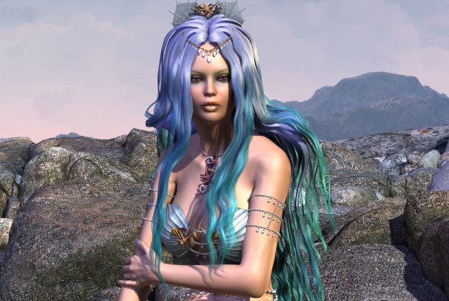 Обои картинки фото 3д графика, фантазия , fantasy, фон, взгляд, девушка