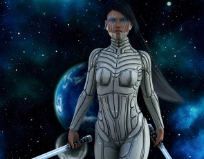 Картинка 3д+графика фантазия+ fantasy фон взгляд девушка