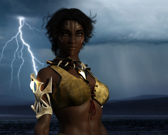 Обои картинки фото 3д графика, амазонки , amazon, фон, взгляд, девушка