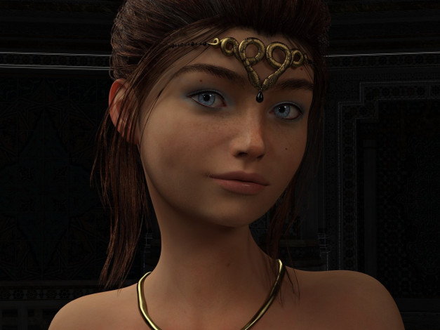 Обои картинки фото 3д графика, портрет , portraits, девушка, фон, взгляд