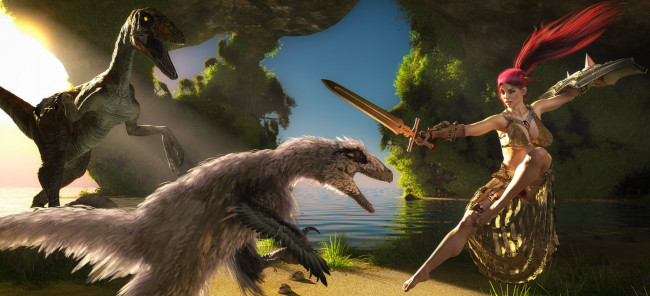 Обои картинки фото 3д графика, фантазия , fantasy, фон, взгляд, девушка