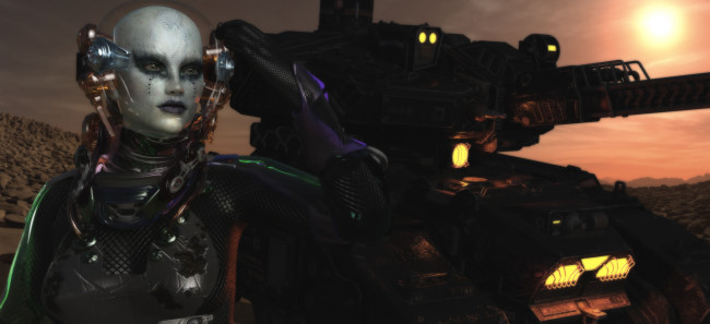 Обои картинки фото 3д графика, фантазия , fantasy, девушка, взгляд, фон