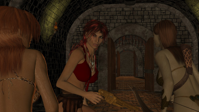 Обои картинки фото 3д графика, фантазия , fantasy, девушки, фон, взгляд