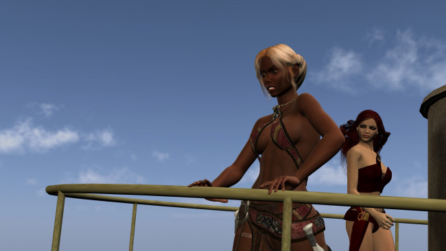 Обои картинки фото 3д графика, фантазия , fantasy, фон, взгляд, девушки