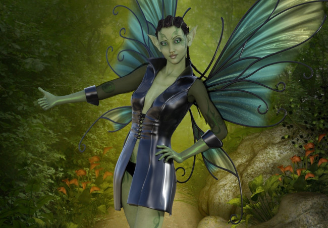 Обои картинки фото 3д графика, эльфы , elves, взгляд, фон, эльфийка