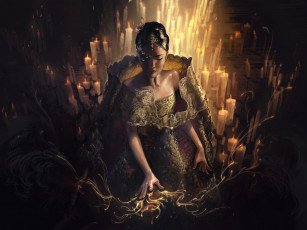 Картинка фэнтези маги +волшебники магия свечи фон девушка