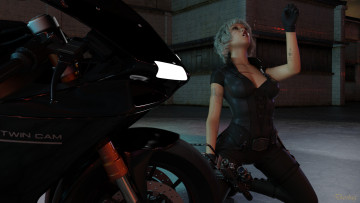 Картинка 3д+графика люди-авто мото+ people-+car+ +moto фон взгляд девушка