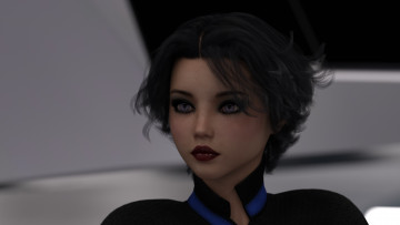 Картинка 3д+графика портрет+ portraits фон девушка взгляд