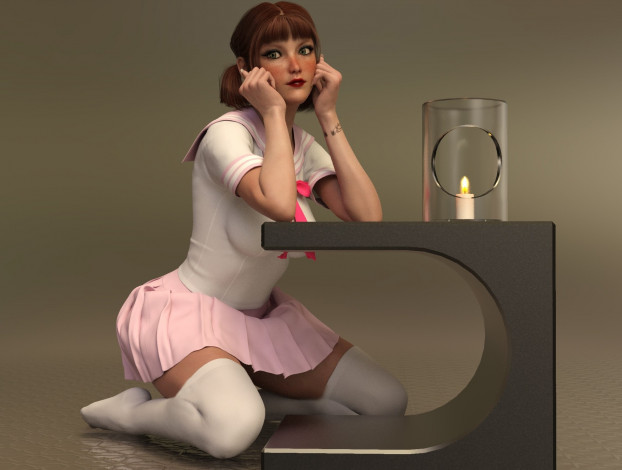 Обои картинки фото 3д графика, люди , people, фон, взгляд, девушка