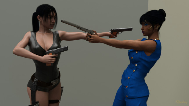 Обои картинки фото 3д графика, фантазия , fantasy, фон, взгляд, девушки