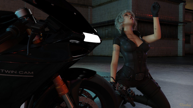 Обои картинки фото 3д графика, люди-авто, мото , people- car ,  moto, фон, взгляд, девушка