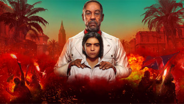 обоя видео игры, far cry 6, персонажи, город, огонь, люди