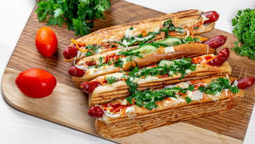 Картинка еда бутерброды +гамбургеры +канапе зелень хот-дог помидоры