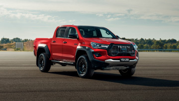 Картинка toyota+hilux+gr+sport+double+cab+2023 автомобили toyota hilux gr sport double cab пикап красный