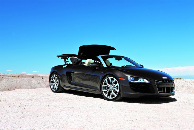 Обои картинки фото автомобили, audi, черный, кабриолет, пустыня