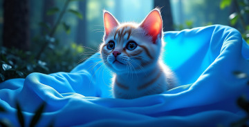 обоя разное, компьютерный дизайн, котенок, лес, ткань