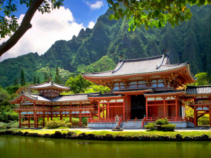 Картинка byodo in temple oahu hawaii города буддистские другие храмы
