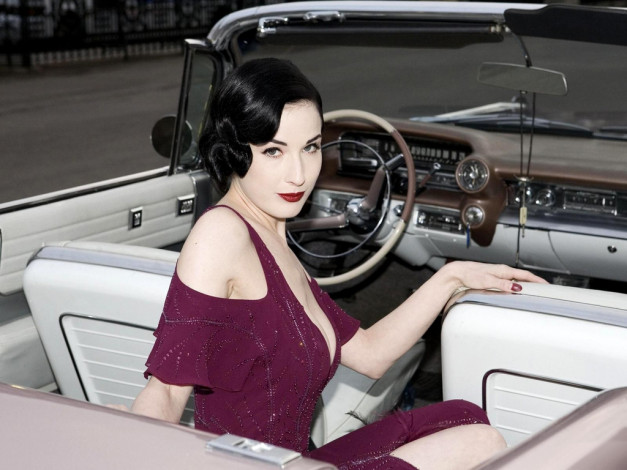 Обои картинки фото dita, von, teese, автомобили, авто, девушками