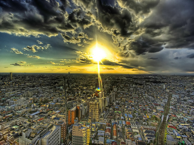 Обои картинки фото sunset, города, панорамы