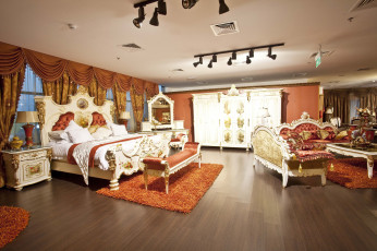 Картинка интерьер спальня кровать ковер