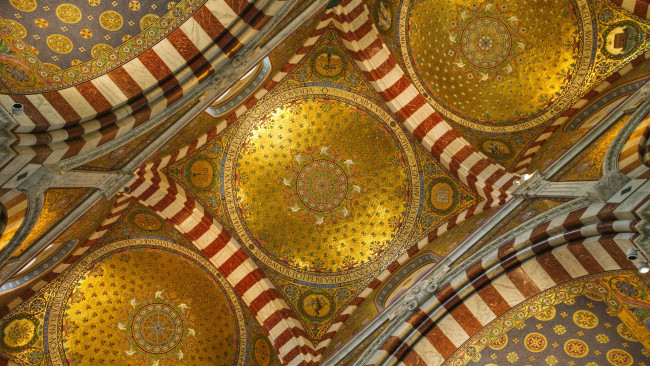 Обои картинки фото basilica, of, notre, dame, de, la, garde, интерьер, убранство, роспись, храма, france, marseille