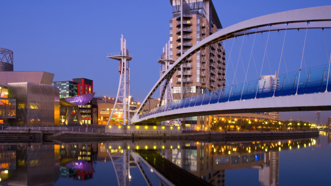 Обои картинки фото manchester, uk, города, мосты, england
