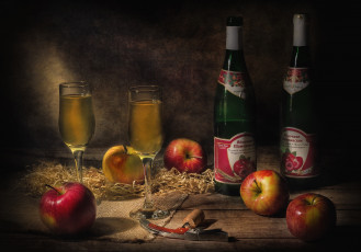 Картинка еда напитки вино яблоки бутылки сидр