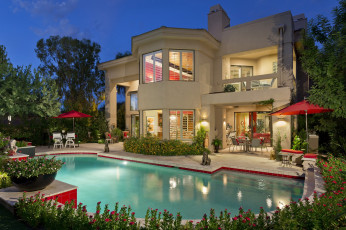 Картинка города здания дома дом басейн шик