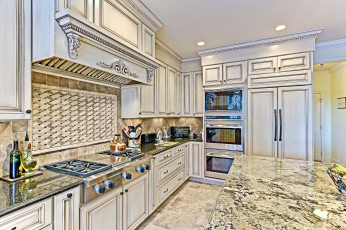 Картинка интерьер кухня мебель плита посуда