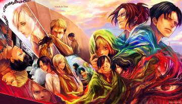 Картинка аниме shingeki no kyojin герои глаз