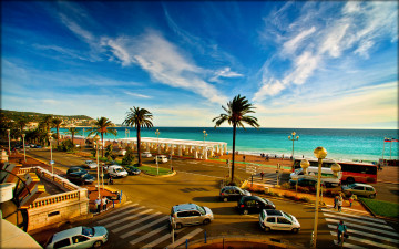 Картинка франция лазурный берег ницца города улицы площади набережные дома море дорога побережье