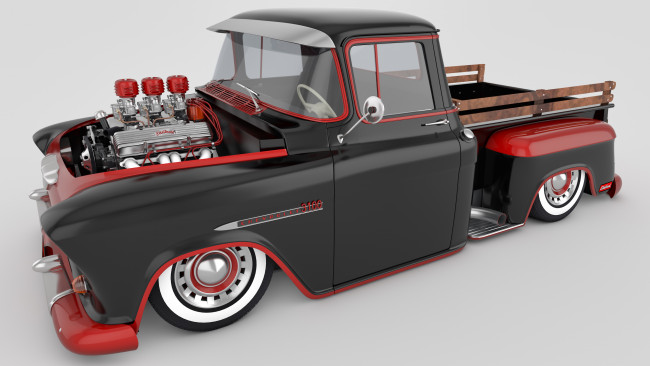 Обои картинки фото автомобили, 3д, chevrolet, 1955