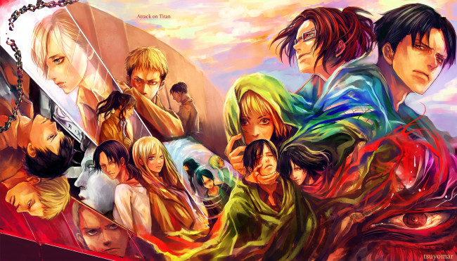 Обои картинки фото аниме, shingeki, no, kyojin, герои, глаз
