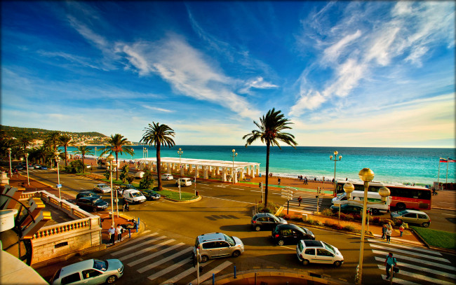 Обои картинки фото франция, лазурный, берег, ницца, города, улицы, площади, набережные, дома, море, дорога, побережье