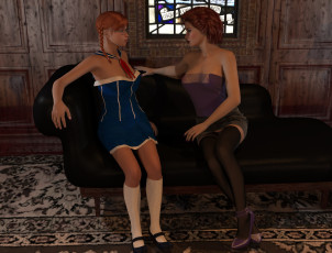 обоя 3д графика, люди , people, взгляд, девушки, комната