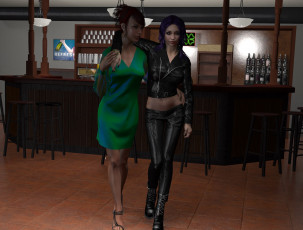 Картинка 3д+графика люди+ people девушки бар напитки