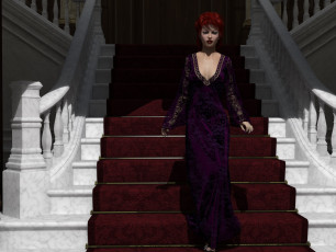 Картинка 3д+графика люди+ people лестница взгляд девушка