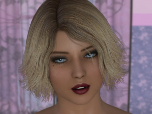 Картинка 3д+графика портрет+ portraits фон блондинка девушка взгляд